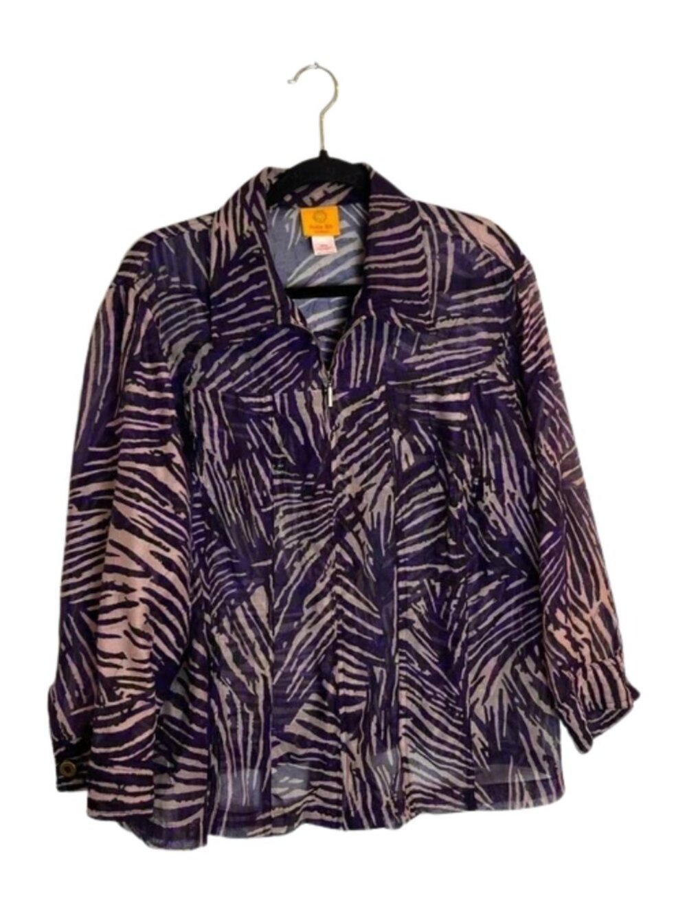 Ruby Rd. Women's Zebra Print Sheer Jacket Top Purple And Cream Size 18W